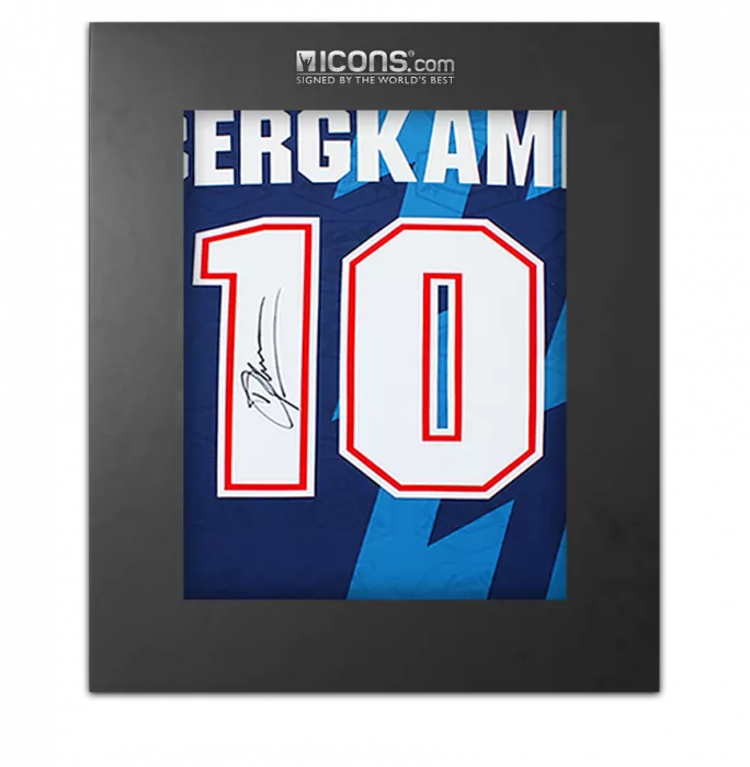 Dennis Bergkamp Back Signed Arsenal 1995-96 Away Shirt In Deluxe Packaging