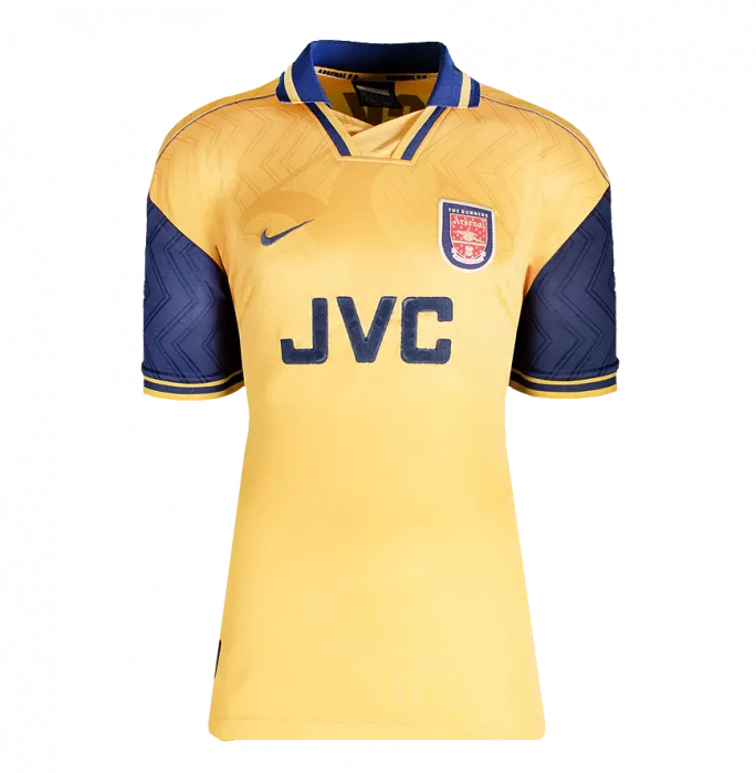 Dennis Bergkamp Back Signed Arsenal 1996-97 Away Shirt In Deluxe Packaging