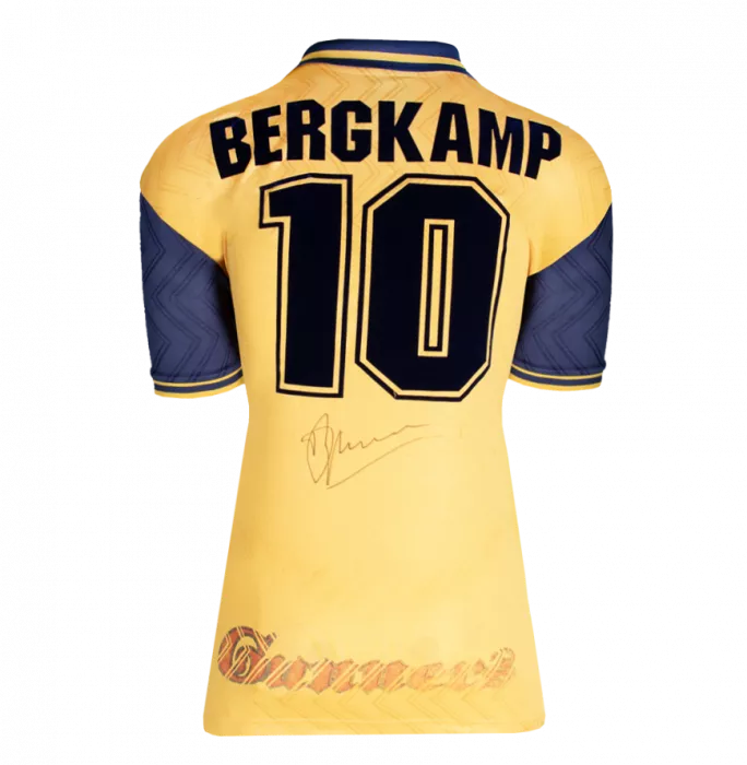 Dennis Bergkamp Back Signed Arsenal 1996-97 Away Shirt In Classic Frame