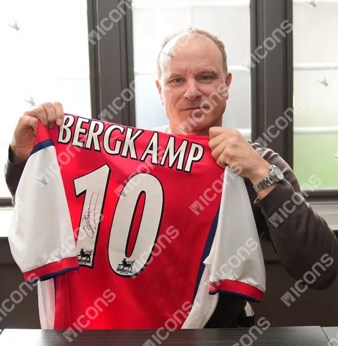 Dennis Bergkamp Back Signed Arsenal 1998-99 Home Shirt In Classic Frame