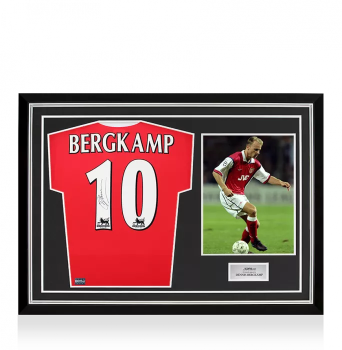Dennis Bergkamp Back Signed Arsenal 1998-99 Home Shirt In Hero Frame: Option 1