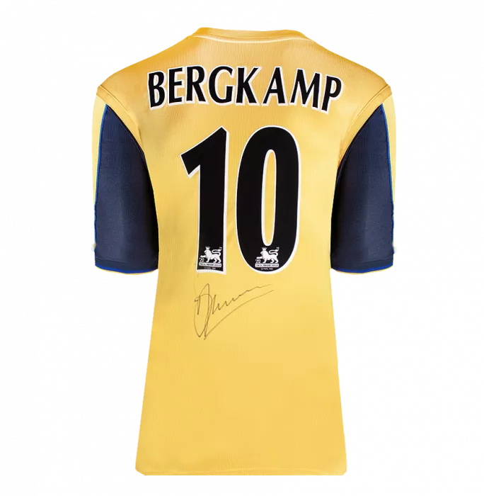 Dennis Bergkamp Back Signed Arsenal 1999-01 Away Shirt In Hero Frame: Option 1