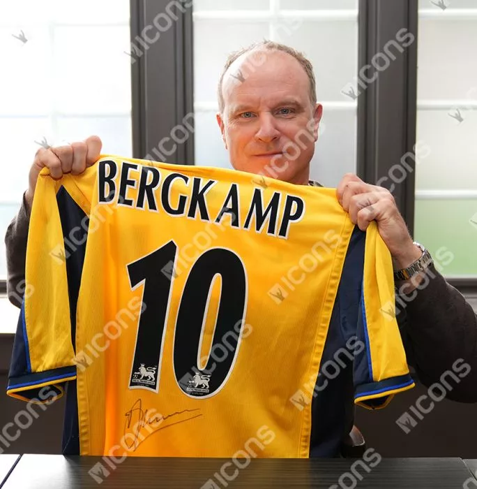 Dennis Bergkamp Back Signed Arsenal 1999-01 Away Shirt In Classic Frame