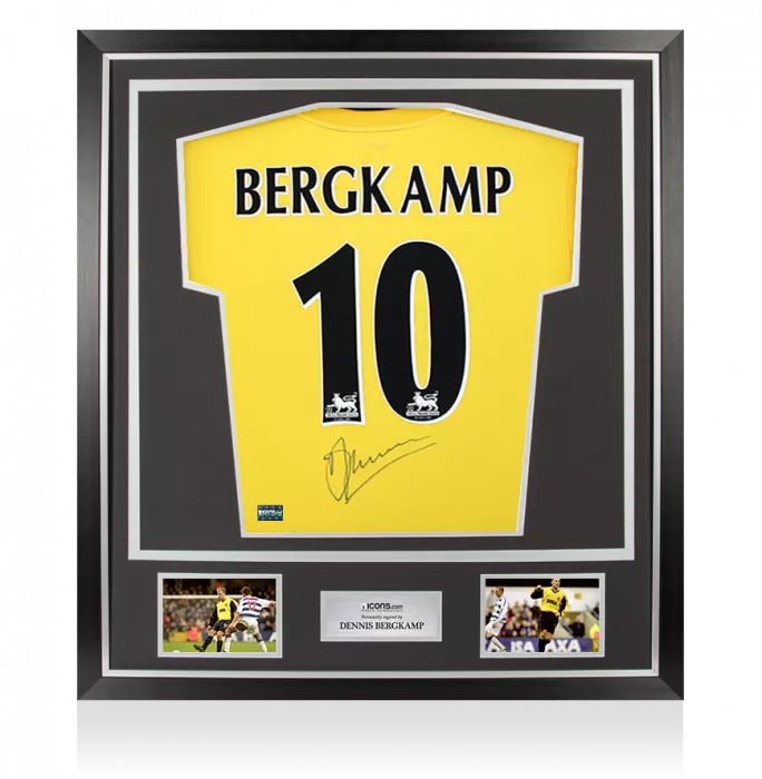 Dennis Bergkamp Back Signed Arsenal 1999-01 Away Shirt In Classic Frame