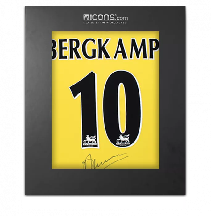 Dennis Bergkamp Back Signed Arsenal 1999-01 Away Shirt In Deluxe Packaging