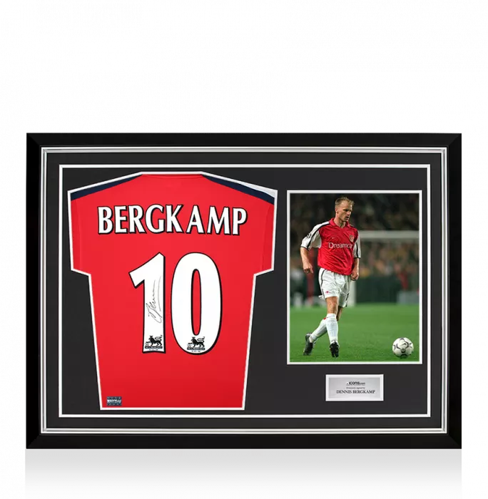 Dennis Bergkamp Back Signed Arsenal 2000-02 Shirt In Hero Frame: Option 1