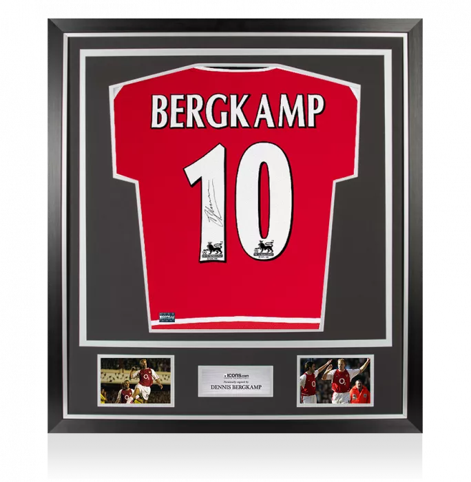 Dennis Bergkamp Back Signed Arsenal 2002-04 Home Shirt In Classic Frame