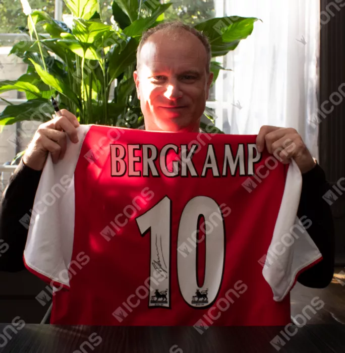 Dennis Bergkamp Back Signed Arsenal 2002-04 Home Shirt In Classic Frame