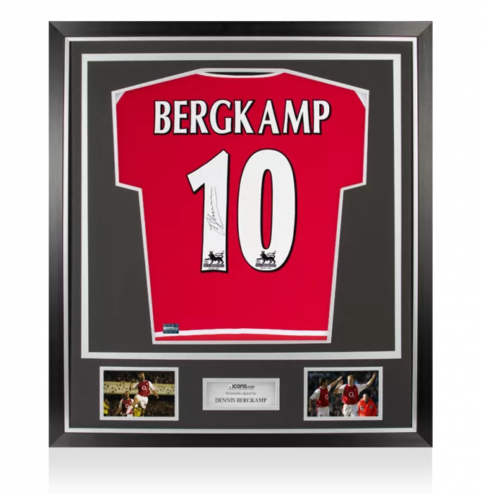 Dennis Bergkamp Back Signed Arsenal 2002-04 Home Shirt In Classic Frame