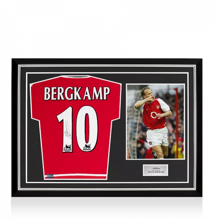 Dennis Bergkamp Back Signed Arsenal 2002-04 Home Shirt In Hero Frame: Option 1