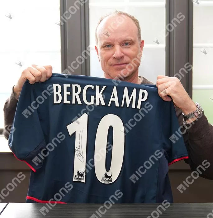 Dennis Bergkamp Back Signed Arsenal 2004-05 Away Shirt In Deluxe Packaging