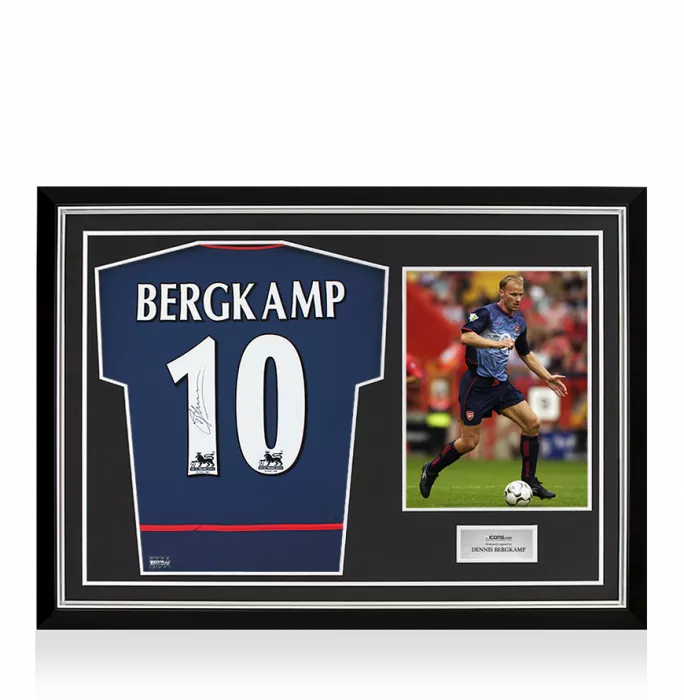 Dennis Bergkamp Back Signed Arsenal 2004-05 Away Shirt In Hero Frame: Option 1