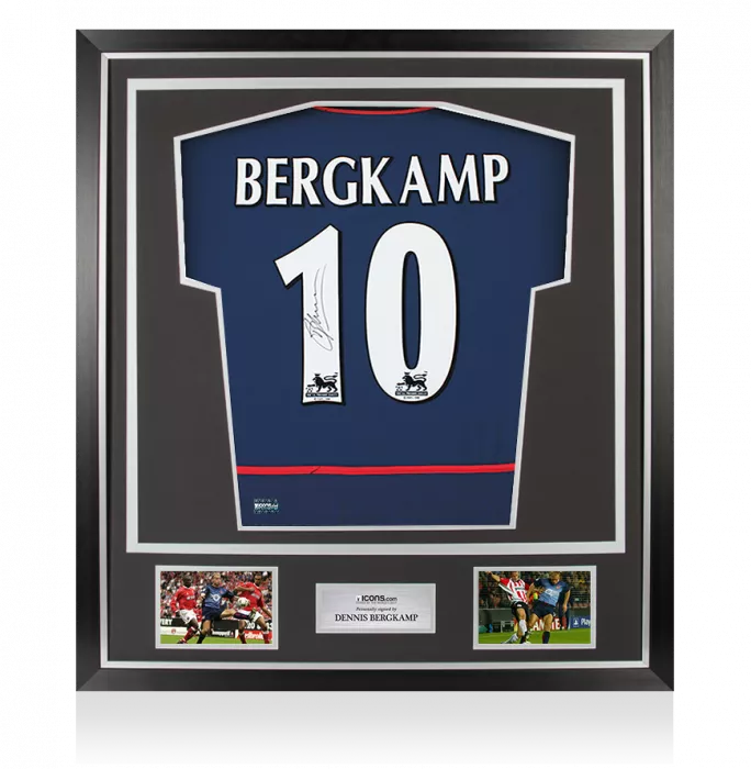 Dennis Bergkamp Back Signed Arsenal 2004-05 Away Shirt In Classic Frame