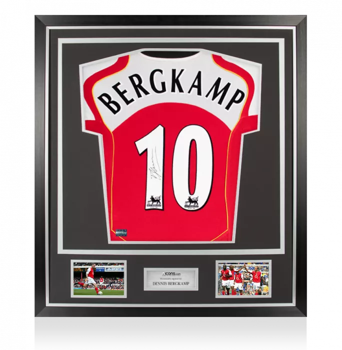 Dennis Bergkamp Back Signed Arsenal 2004-05 Home Shirt In Classic Frame