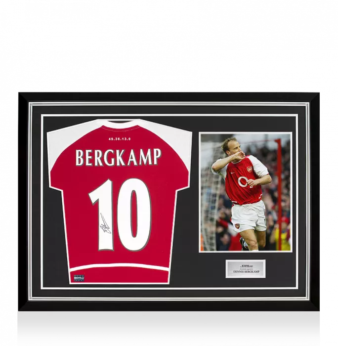 Dennis Bergkamp Back Signed Arsenal Heritage "Invincibles" Shirt In Hero Frame: Option 1