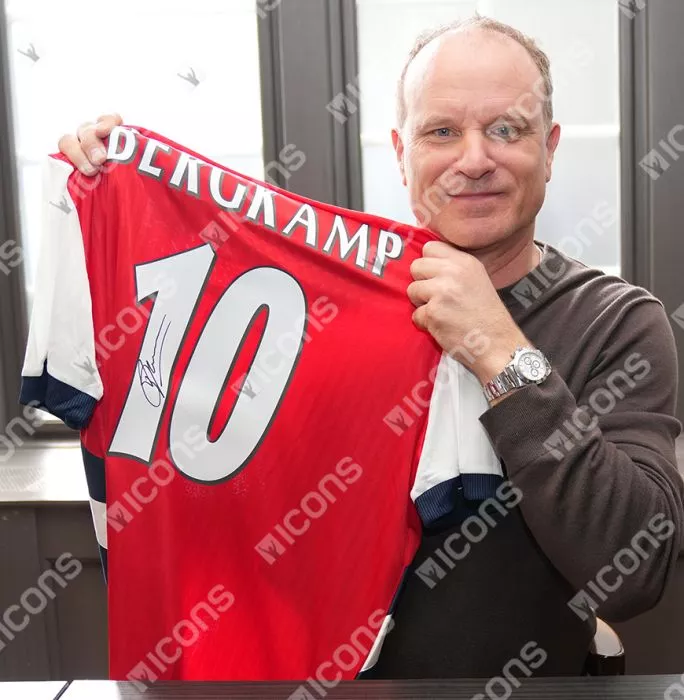 Dennis Bergkamp Back Signed Arsenal Icon Home Shirt With Fan Style Numbers In Classic Frame