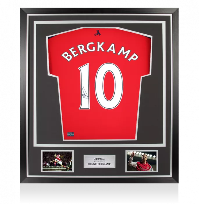 Dennis Bergkamp Back Signed Arsenal Retro Shirt In Classic Frame