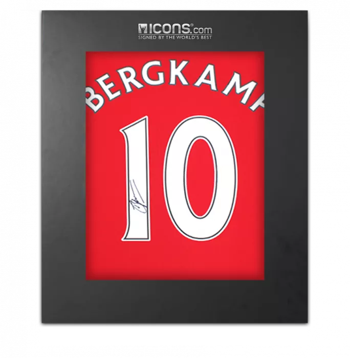 Dennis Bergkamp Back Signed Arsenal Retro Shirt In Deluxe Packaging
