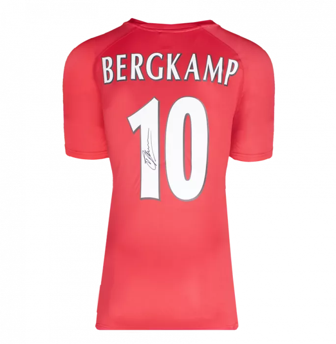 Dennis Bergkamp Back Signed Arsenal T-Shirt With Fan Style Numbers In Classic Frame