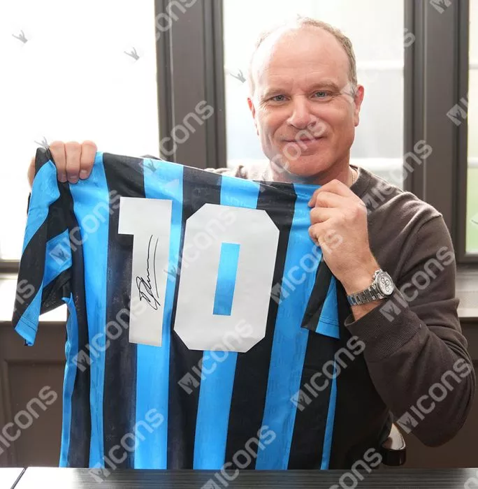 Dennis Bergkamp Back Signed Internazionale 1992 Home Shirt In Hero Frame: Option 1