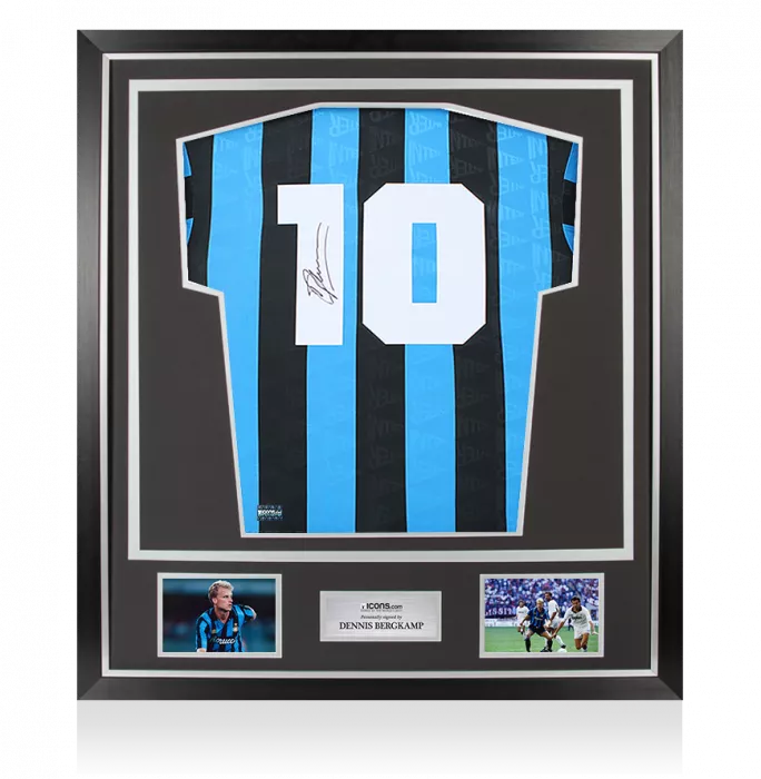 Dennis Bergkamp Back Signed Internazionale 1992 Home Shirt In Classic Frame