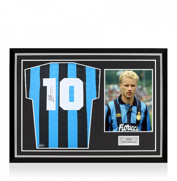 Dennis Bergkamp Back Signed Internazionale 1992 Home Shirt In Hero Frame: Option 1