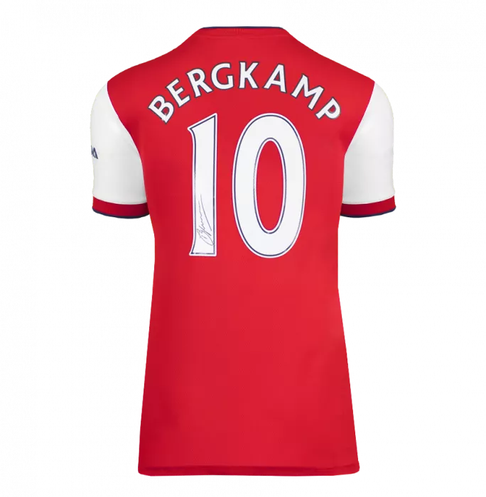 Dennis Bergkamp Back Signed Modern Arsenal Home Shirt In Classic Frame