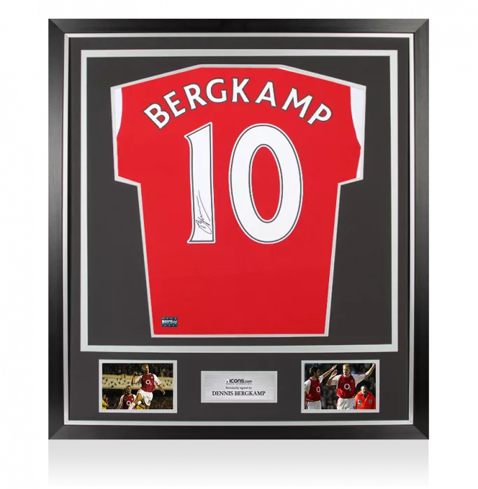 Dennis Bergkamp Back Signed Modern Arsenal Home Shirt In Classic Frame