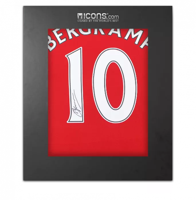 Dennis Bergkamp Back Signed Modern Arsenal Home Shirt In Deluxe Packaging