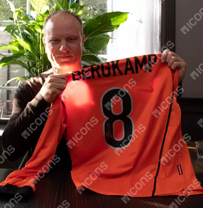 Dennis Bergkamp Back Signed Netherlands 1998-00 Home Shirt