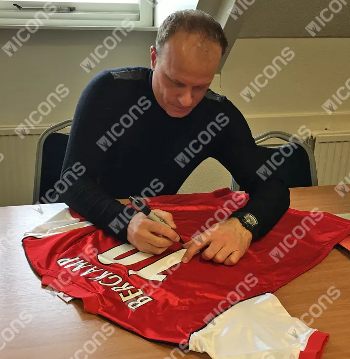 Dennis Bergkamp Back Signed Retro Arsenal Shirt In Hero Frame: Option 1