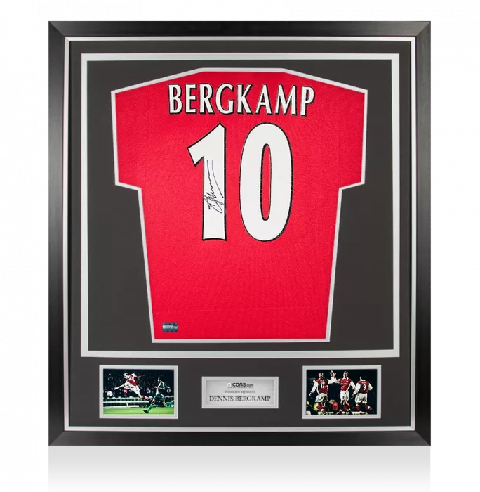Dennis Bergkamp Back Signed Retro Arsenal Shirt In Classic Frame