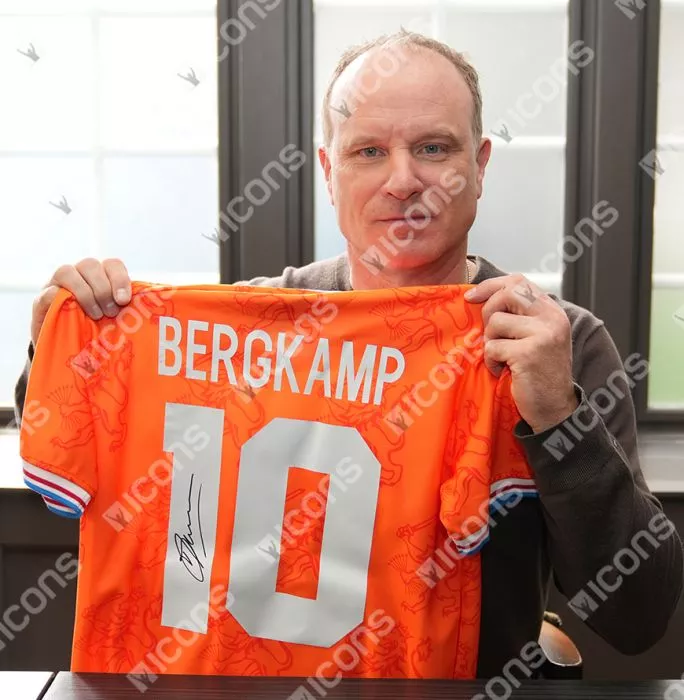 Dennis Bergkamp Back Signed Retro Netherlands Shirt In Hero Frame: Option 1