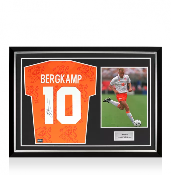 Dennis Bergkamp Back Signed Retro Netherlands Shirt In Hero Frame: Option 1