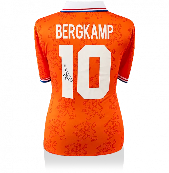 Dennis Bergkamp Back Signed Retro Netherlands Shirt