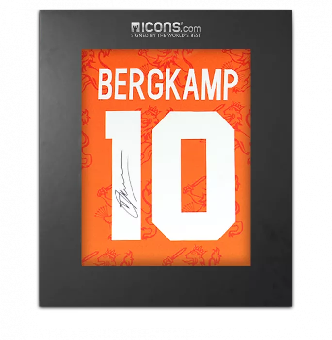 Dennis Bergkamp Back Signed Retro Netherlands Shirt In Deluxe Packaging