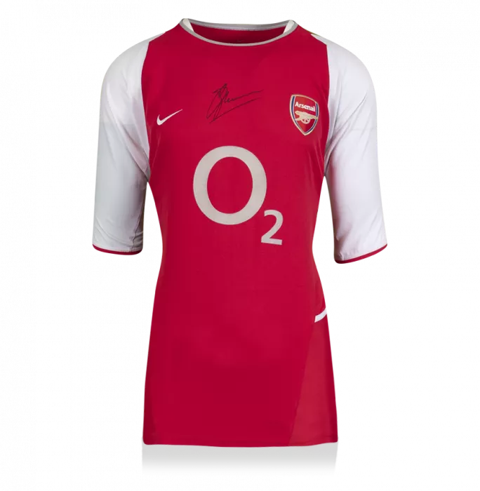 Dennis Bergkamp Front Signed Arsenal 2002-04 Home Shirt In Hero Frame: Option 1