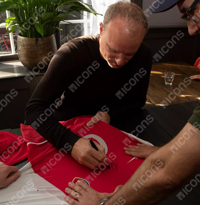 Dennis Bergkamp Front Signed Arsenal 2002-04 Home Shirt In Hero Frame: Option 1