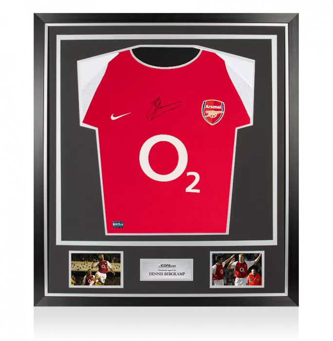 Dennis Bergkamp Front Signed Arsenal 2002-04 Home Shirt In Classic Frame