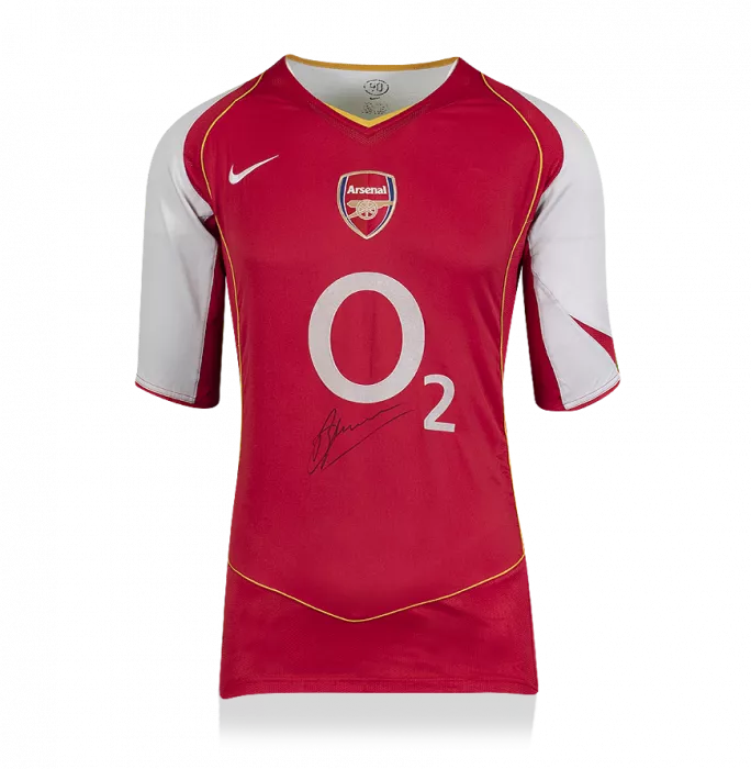 Dennis Bergkamp Front Signed Arsenal 2004-05 Home Shirt In Classic Frame