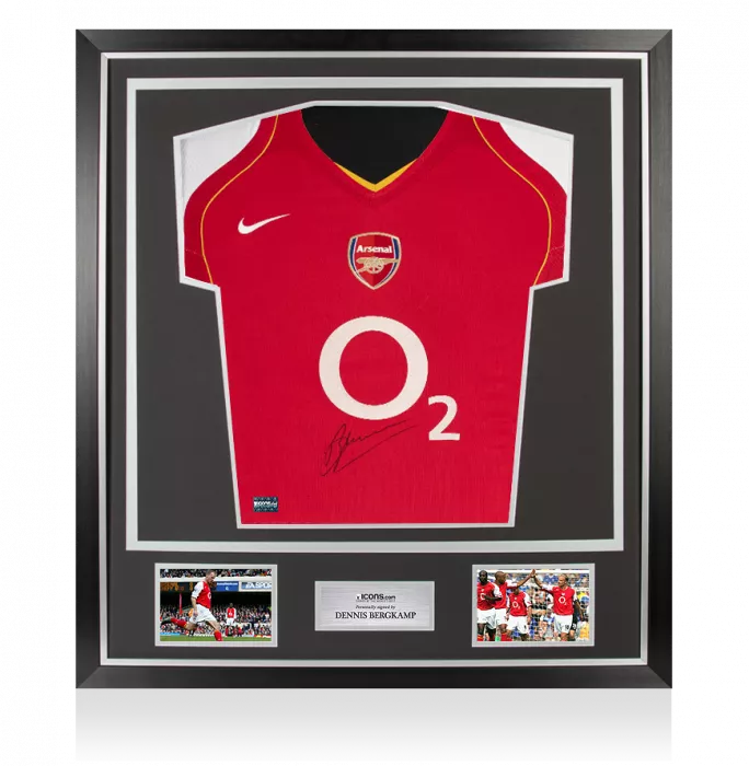 Dennis Bergkamp Front Signed Arsenal 2004-05 Home Shirt In Classic Frame