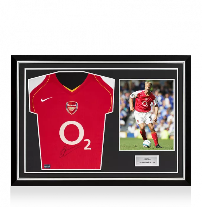 Dennis Bergkamp Front Signed Arsenal 2004-05 Home Shirt In Hero Frame: Option 1