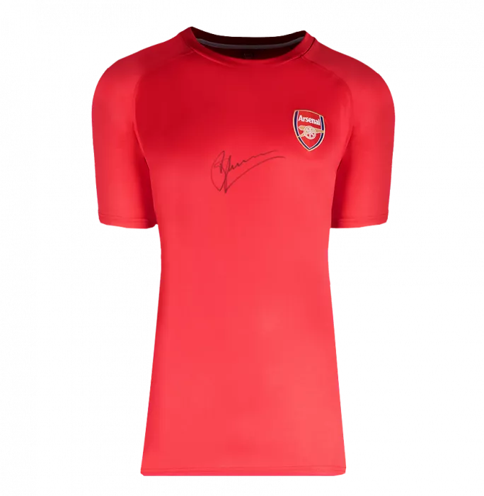 Dennis Bergkamp Front Signed Arsenal T-Shirt In Hero Frame: Option 1