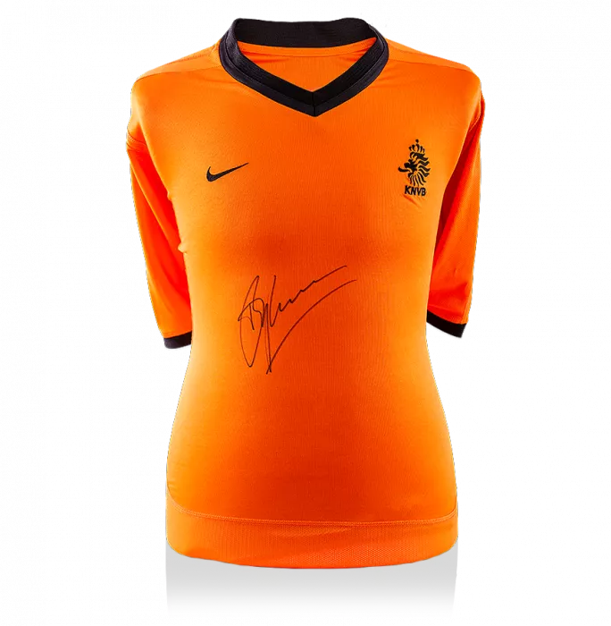 Dennis Bergkamp Front Signed Netherlands 2000-01 Home Shirt In Deluxe Packaging
