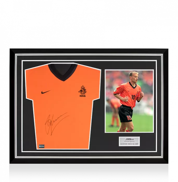 Dennis Bergkamp Front Signed Netherlands 2000-01 Home Shirt Home Shirt In Hero Frame: Option 1