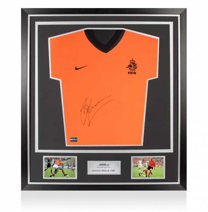 Dennis Bergkamp Front Signed Netherlands 2000-01 Home Shirt In Classic Frame