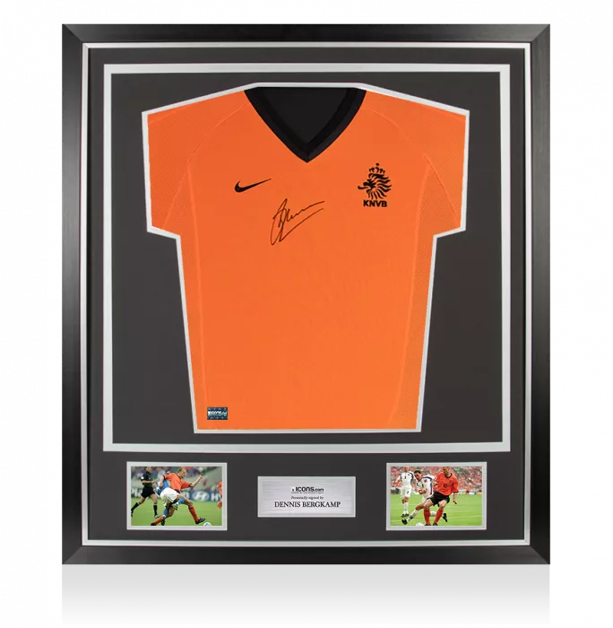 Dennis Bergkamp Front Signed Netherlands 2000-02 Home Shirt In Classic Frame