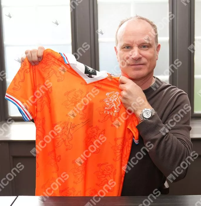 Dennis Bergkamp Front Signed Retro Netherlands Home Shirt In Classic Frame