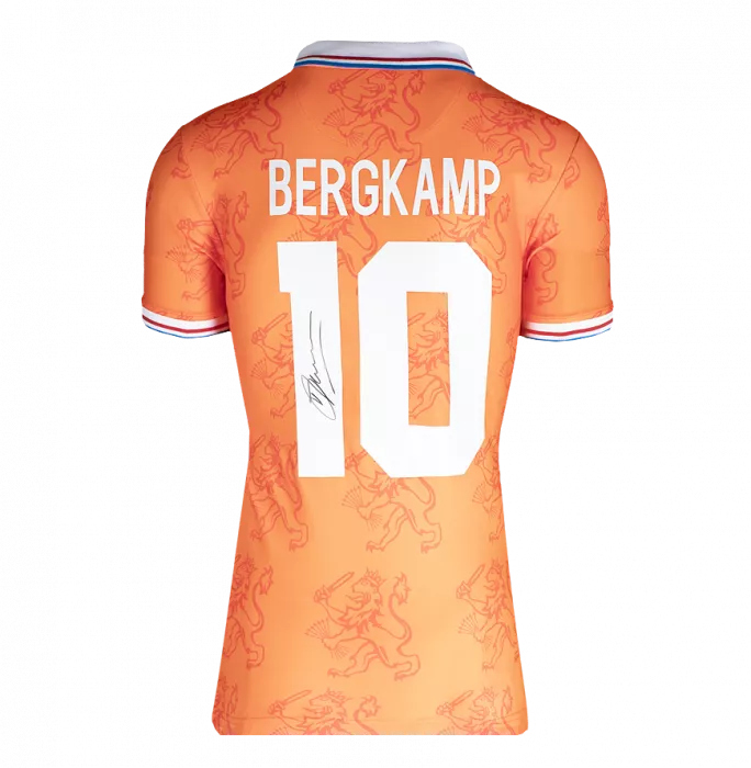 Dennis Bergkamp Official 1994 FIFA World Cup™ Back Signed And Framed Retro Netherlands Shirt