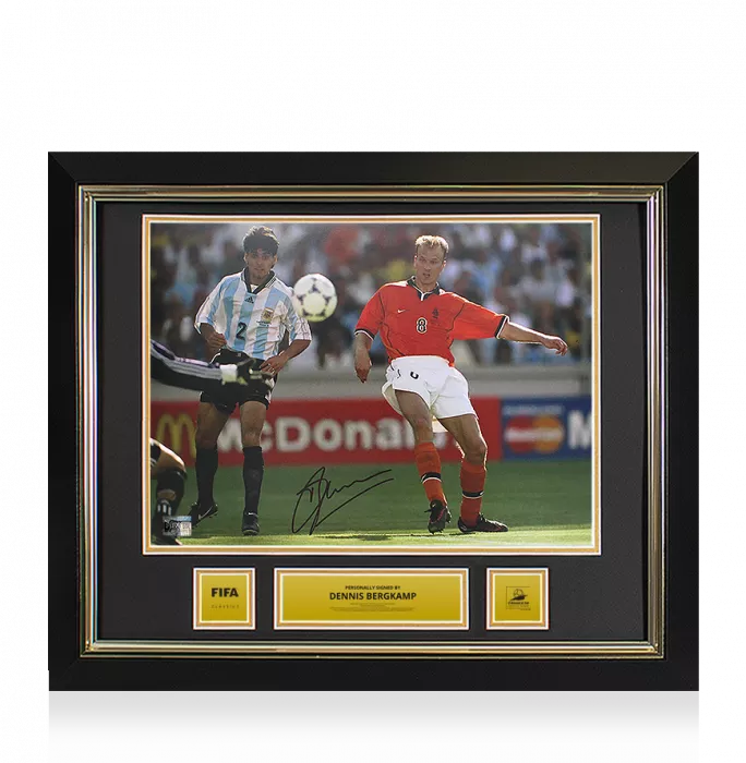 Dennis Bergkamp Official 1998 FIFA World Cup™ Signed and Framed Netherlands Photo: Iconic Goal vs Argentina